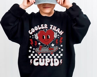 Valentines Day Shirt, For Boys, Cooler Than Cupid Sweatshirt, Valentine's Day Gift For Boy, Heart Shirt