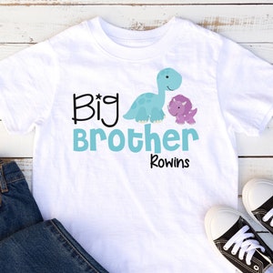Big brother shirt with name, For Toddler Boy, pregnancy announcement gift, dinosaur t shirt