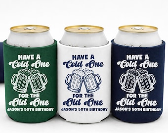 Personalized Birthday Can Coolers • Custom Birthday Party Favors • Beer Can Cooler • 50th Birthday Decorations • Adult Birthday Gift