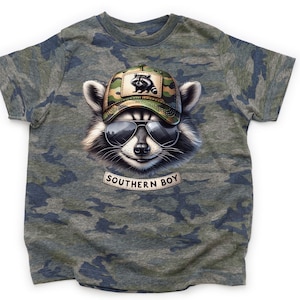 Shirts For Boys, Camo Shirt, Funny Shirt For Toddler Boys, Southern Boy, Raccoon Shirt For Kids, Camo Shirt Boys