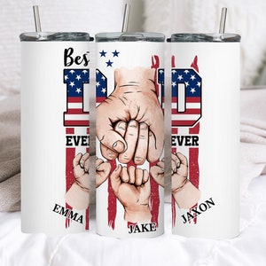 Father&#39;s Day Gift For Dad, with kids names, 20 oz Tumbler with straw and lid