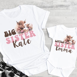 Big Sister Little Sister Matching Shirts, Cow tshirts, pregnancy announcement shirts