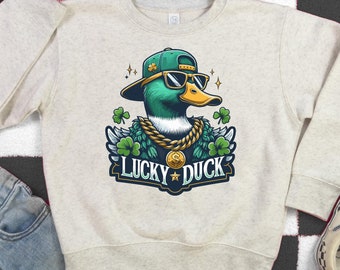 Trendy St Patrick's day Shirt, For Boys , St Patrick's day Sweatshirt, Lucky Duck Print Shirt, St Patrick's day Gift For Kids
