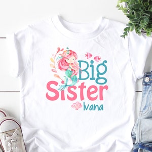 Mermaid big sister shirt, personalized with name, gift for big sister, big sis tshirt