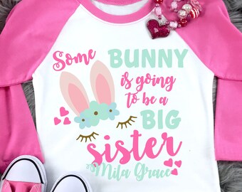 Big Sister Little Sister Shirt Personalized Easter Shirt Girl Set of 2 Shirts Bunny