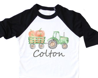 fall shirt,  fall shirt boy, tractor shirt, personalized shirts for boys, halloween shirt toddler