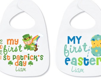 My first st patricks day Bibs , my first Easter bibs , first st patricks day bib set , my first Easter bib set , personalized bibs for baby