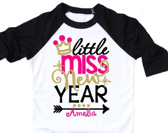 New Year Shirt , Little Miss New Year Shirt , Personalized New Year Shirt , girls New Years Shirt , girls New Years Eve Outfit , 2022 shirt