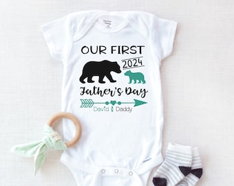 First Father&#39;s Day gift, from baby, 1st Father&#39;s Day Onesie®, personalized with name and year, my 1st Father&#39;s day For Baby boy