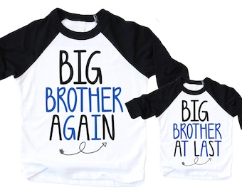 Big brother Again At Last Shirt Set, Pregnancy Announcement Gift, Oldest Sibling Shirts, Baby Shower Gift