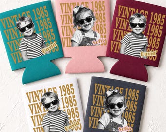 Custom Photo Can Cooler • Personalized Birthday Party Favors • Custom Face Can Cooler • Birthday Drink Sleeves • Milestone Birthday