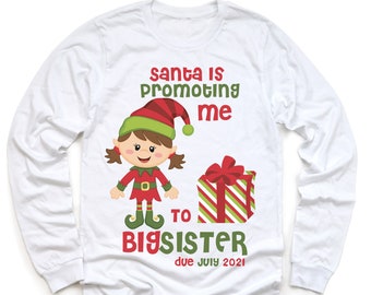 Big Sister Shirt • big sister christmas shirt • christmas pregnancy announcement shirt • personalized