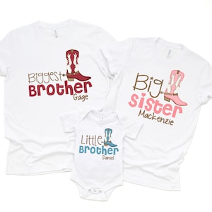 Biggest Brother Big Sister Little Brother Shirts, Matching Sibling Shirts, Cowboy Shirts, Personalized Shirts, Country Shirts, Western Shirt