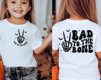 Toddler Halloween Shirt • Girls Boys Halloween Shirt • Bad to the Bone Shirt • Skeleton Halloween Tee • Kids Halloween Shirt • Spooky Season