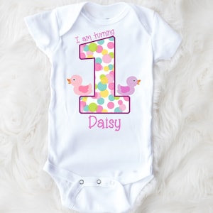 first birthday shirt , personalized first birthday shirt girl , first birthday shirt girl , 1st birthday outfit , duck 1st birthday shirt