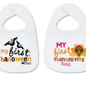 First Halloween Bib - Personalized First Halloween bib - Halloween Bib Baby Girl - First Thanksgiving Bib - personalized Bib Set Gift Set