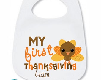 My First Thanksgiving Bib , Personalized First Thanksgiving Bib , Personalized 1st Thanksgiving Bib For Baby Boy , Baby Shower Gift Baby