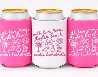 Trendy Bachelorette Party Favor • Personalized Bachelorette Can Cozies • Beach Bachelorette Can Coolers • Custom Girls Trip • Bride Cozie