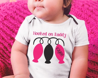Hooked on Daddy Shirt, Fathers Day Gift, Fathers Day Gift, Personalized shirt , Girl Shirt, Fishing Shirt