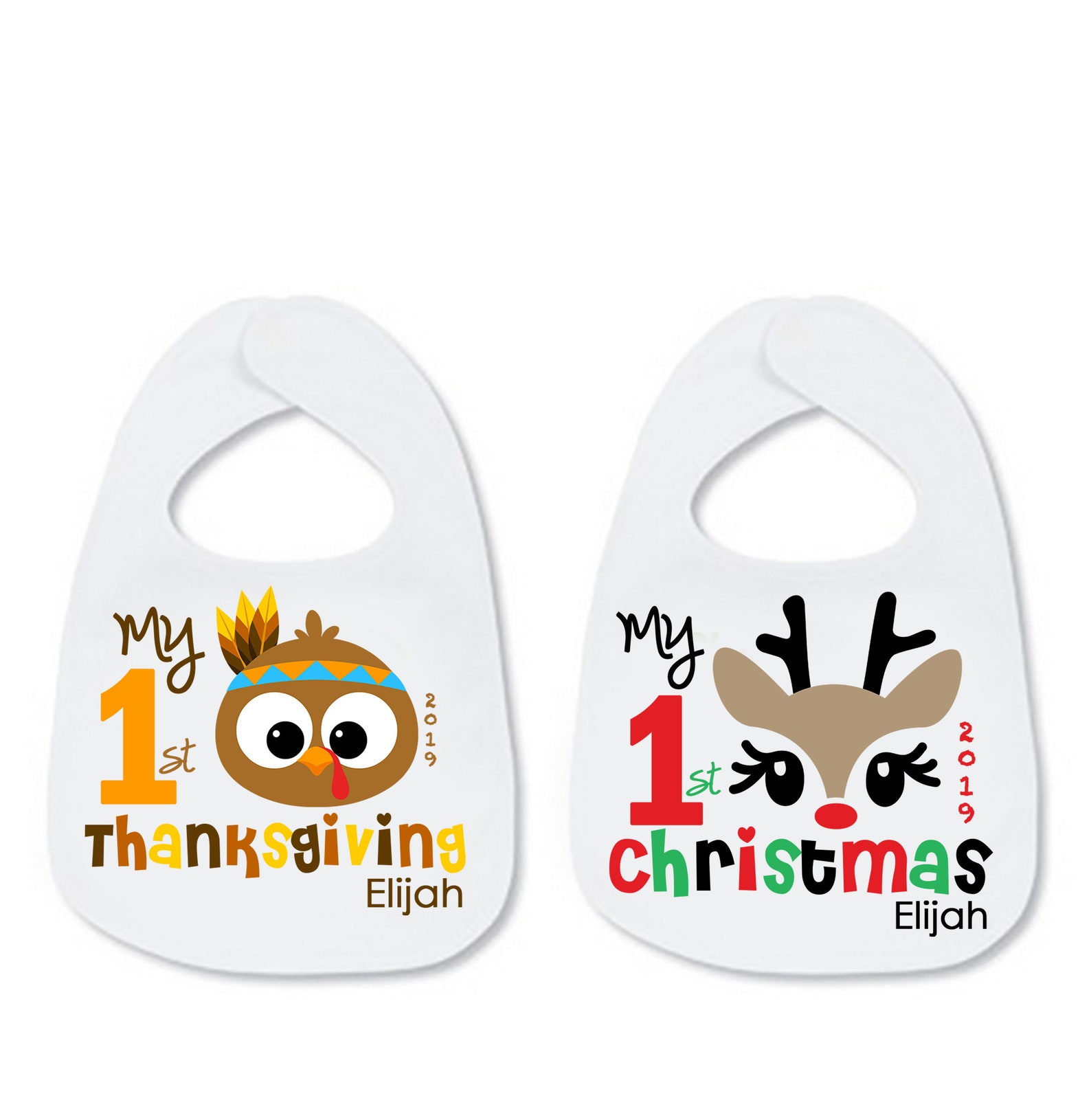 My First Thanksgiving Bib Set Personalized Thanksgiving Etsy