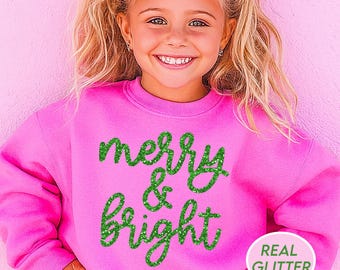 Christmas Shirt – Glitter Kids Holiday Sweatshirt – Toddler & Youth Glitter Crewneck – Christmas Outfit