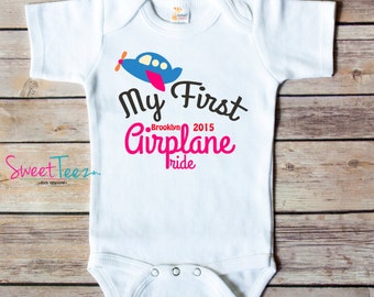 My First Airplane Ride Shirt Vacation Baby Bodysuit Personalized