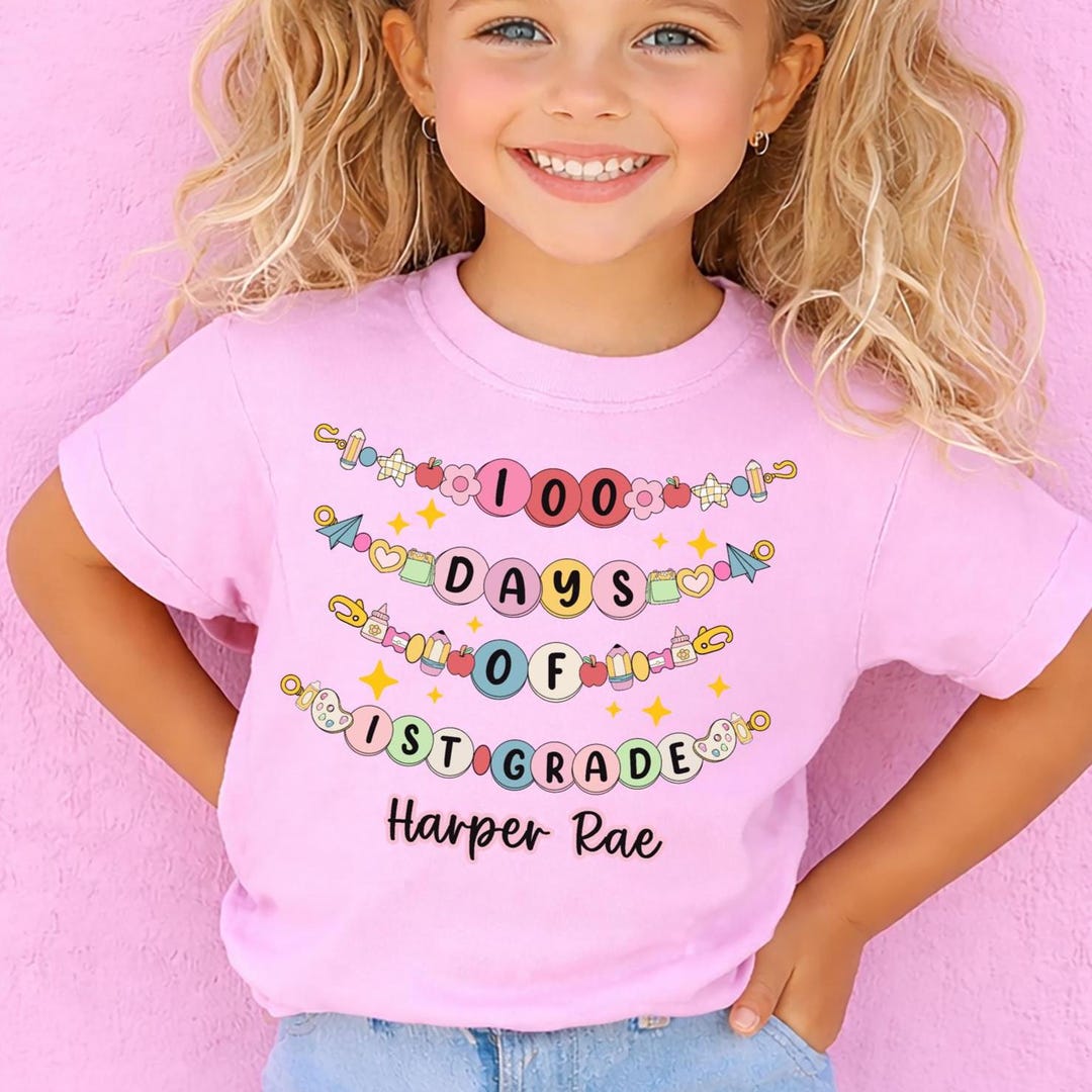 100 Days Shirt • Girls 100th Day of School Tee • With Name • Cute ...