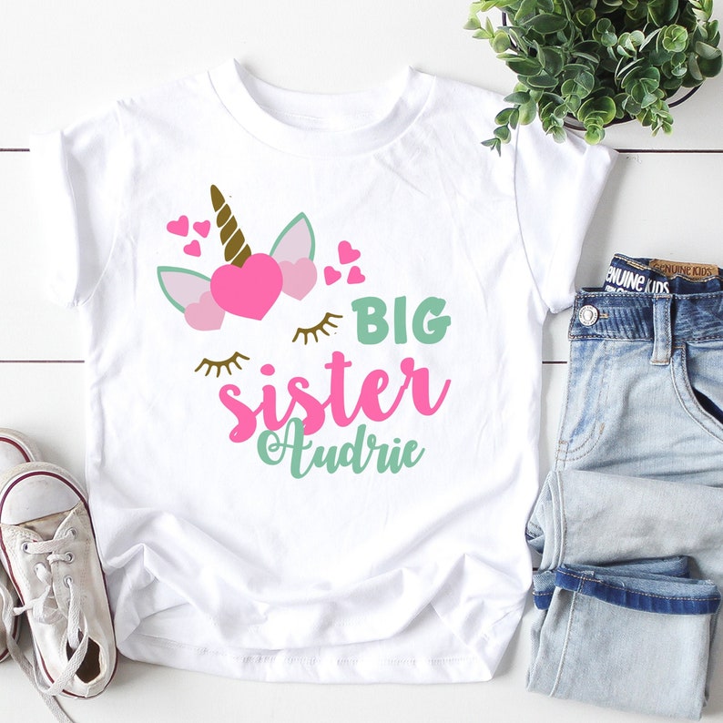 Big Sister Shirt, big sister gift, big sister announcement shirt, gift for big sister, personalized big sister shirt , unicorn shirt 