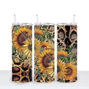Sunflower Tumbler, Tumbler For Her, Mom Tumbler, Tumbler For Mom, Leopard Tumbler, Birthday Gift