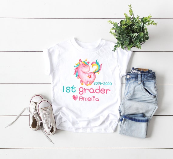 Personalized Unicorn 1st Grade Shirt - Back to School