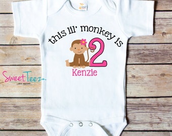 This Little Monkey Birthday Shirt Safari  Boy Girl Animal Personalized Age Shirt