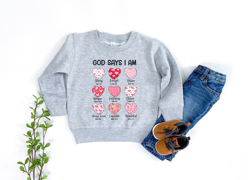 Valentines Day Shirt, For Girls, Christian Sweatshirt, Heart Shirt, Valentine's Day Gift For Girl image 3
