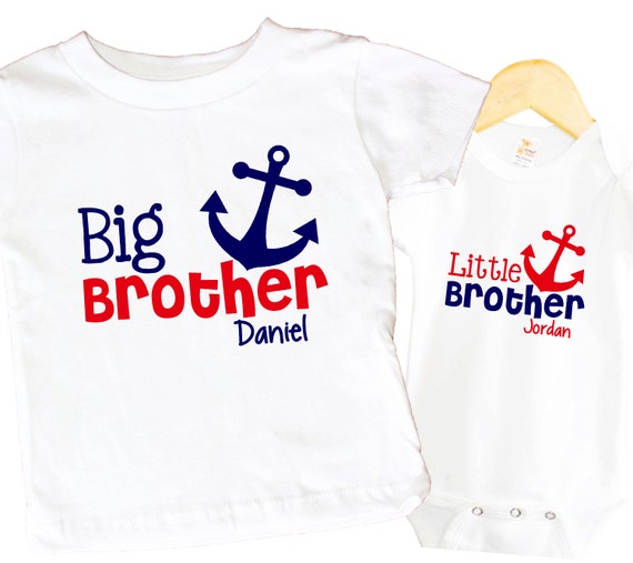Big Brother Anchor Shirt SET Nautical Little Sister Sibling - Etsy
