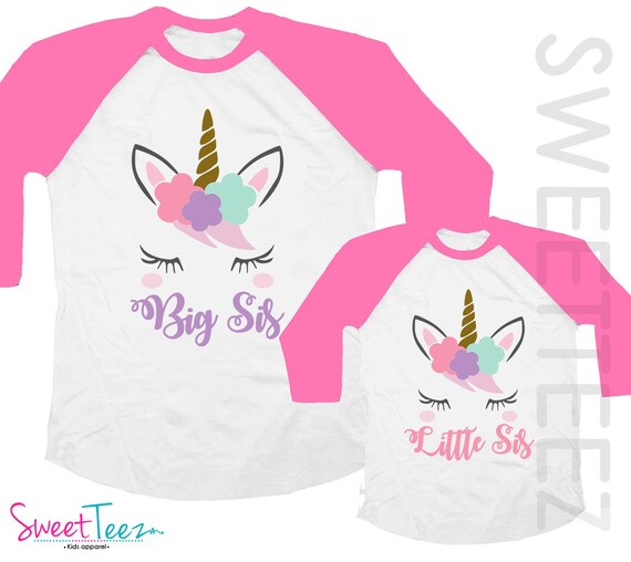 Unicorn Shirts for Girls Lil Sis Shirts Gifts for Little Sister Lil Sis Youth Shirt with Unicorns Print Baby Announcement. Kids T-Shirt