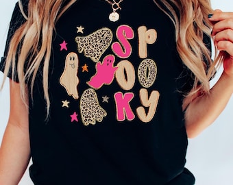 Halloween Shirt – Spooky Halloween Graphic Tee for Girls - Preppy Ghost Tshirt