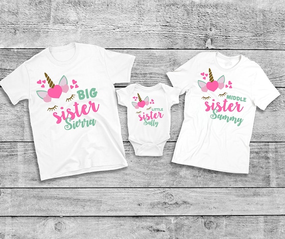 Pink Watercolor Hearts Big Sister Name Monogram Toddler T-shirt