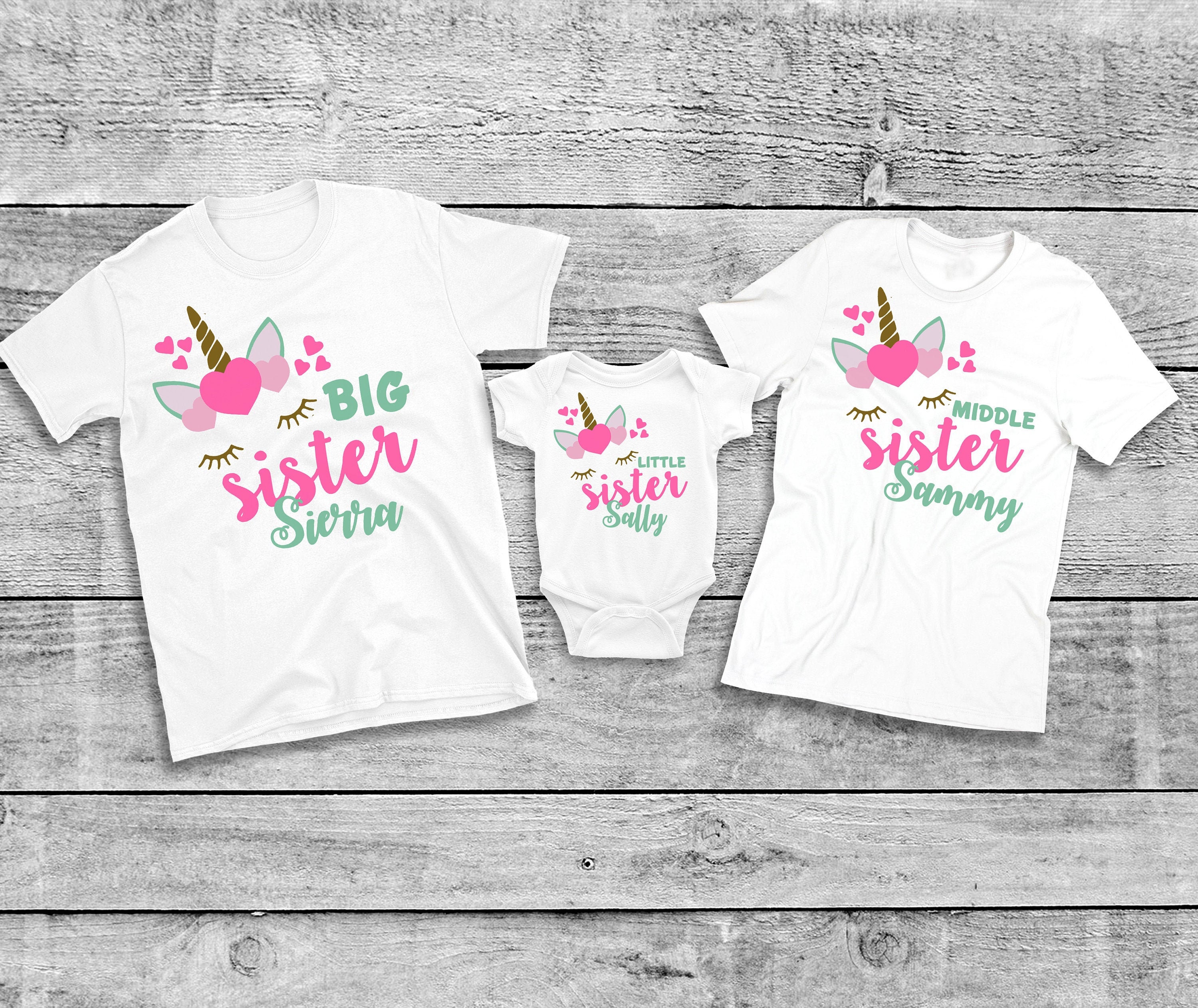 Girls Unicorn Big Sister T-Shirt, Unicorn Baby Shower Gift