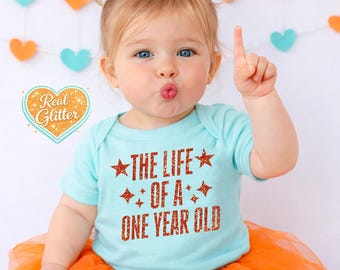First Birthday Shirt Girl • The Life of a One Year Old Bodysuit • Glitter Tee • Era Baby Girls Shirt • Showgirl Bodysuit • Trendy Girls Gift