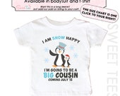 Big Cousin Penguin Shirt Personalized Snow Happy Shirt Big Brother Penguin Personalized Due Date Shirt Sibling Announcement Shirt