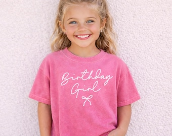 Birthday Girl Shirt • Comfort Colors Birthday Tee • Girls Birthday Outfit • Pink Coquette Bow Shirt • Trendy Birthday Party Shirt
