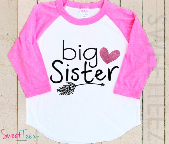 Big Sister Shirt Arrow Glitter Heart Sparkly Girl Shirt Tribal | Etsy