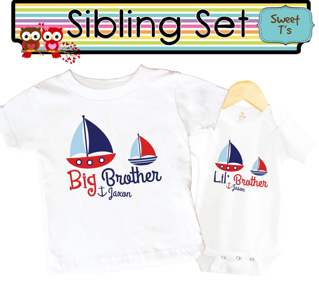 Big Brother Nautical Shirt SET Little Brother Boat Boy - Etsy