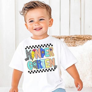 Kindergarten Shirt – Custom boys Back to School tshirt – Personalized First Day of School Outfit – Retro checkered T-Shirt