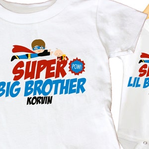 Super Hero Shirt Set Big Brother Personalized Shirt SET Sibling Personalized Little Brother Shirts bodysuit SET