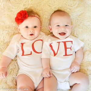 Twin Shirt Set Baby Bodysuit LOVE girl Boy