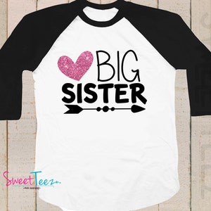 Big Sister Shirt , with gold glitter heart, pregnancy announcement shirt, baby shower gift image 3