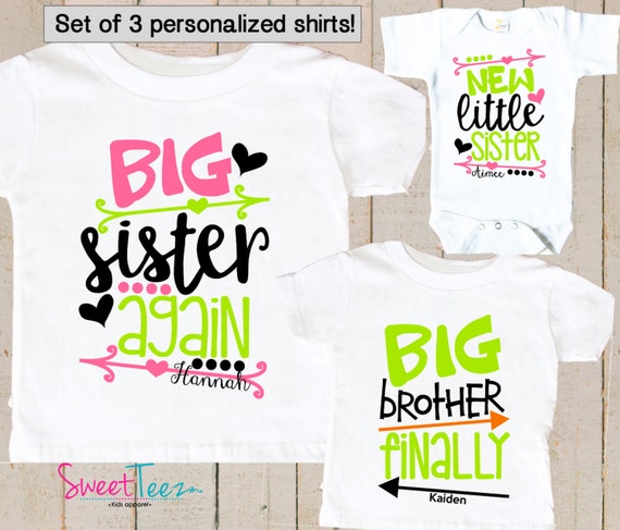 Big Sister Again Big Brother Finally Shirt Set Personalized Etsy