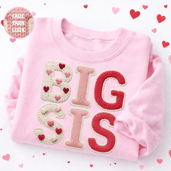 Personalized Big Sister Shirt • Valentine Faux Yarn Shirt • Personalized Big Sister Shirt • Toddler Valentine Shirt • Girls Heart Shirt