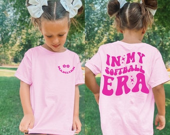 In My Softball Era shirt for Girls , With Name, Kids Comfort Colors® T-Shirt, Trendy Softball Shirts, Softball Competition Shirts