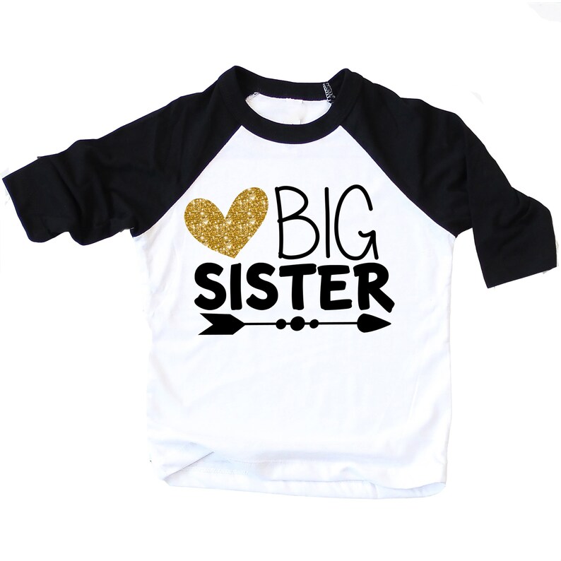 Big Sister Announcement Shirt    Gold Glitter Big Sister To image 1